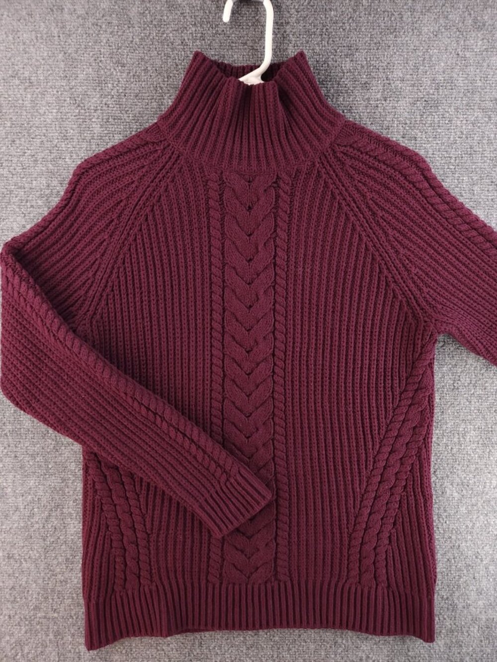 Lululemon Cable Knit Sweater Size 4 Cotton Nylon Purple Red Turtleneck Mock Neck